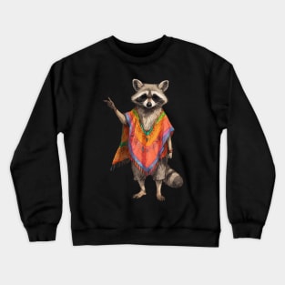 Raccoon Wearing a Poncho Crewneck Sweatshirt
